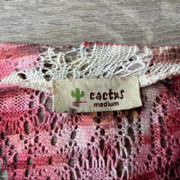 Vintage Cactus Leopard Print Embellished Open Knitted  Top - Picture 13 of 14